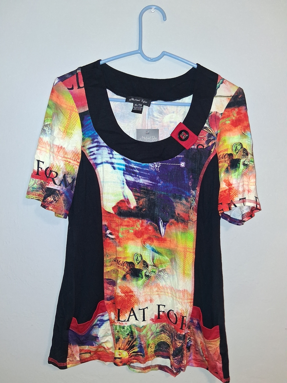 Multicolor Abstract Scoop Neck Short Sleeve Tee by Adore Fashion